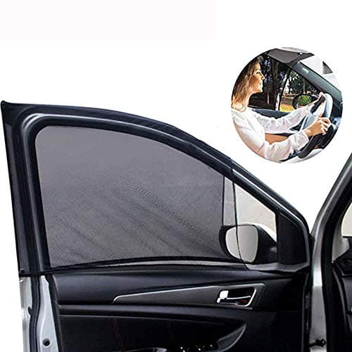 Image of Universal FRONT Car Window SunShade - 2 Pack Breathable Mesh Side Window Shade Sunshade UV Protection for Driver Family Pet on Front seat, Car Curtain See rearview mirror Fit for Most(95%) of Cars