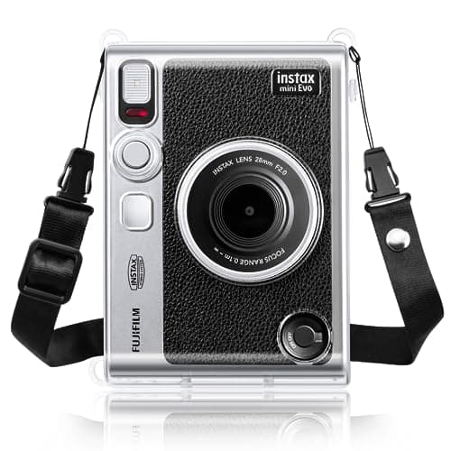 Image of Rieibi Clear Case Compatible with Fujifilm Instax Mini Evo - PC Polaroid Protective Case for Fuji Instax Mini Evo Camera - Hard Carrying Case Cover with Shoulder Strap