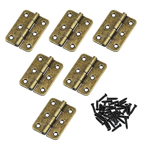 Image of 6 pcs Retro Door Hinges 2 inch Ancient Bronze Folding Butt Hinges Thickened Timber Door Hinge with 38 PCS Antique Hinge Screws for Home Furniture Hardware Cabinet Closet Drawer Wood Box