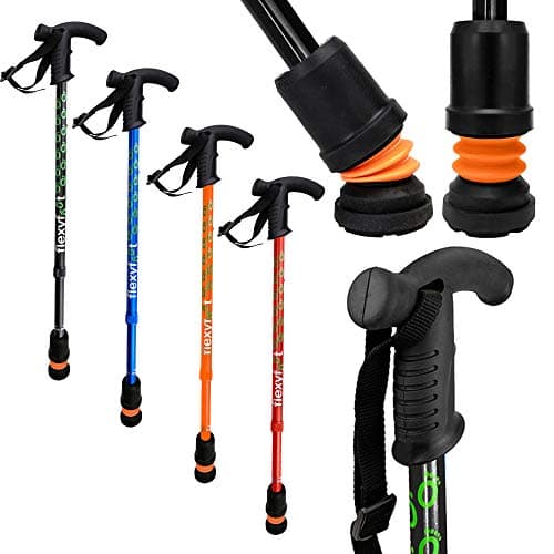 Image of Flexyfoot Shock Absorbing Derby Handle Walking Stick – Choice of Colours Available Here – Improved Comfort, Improves Grip, Improves Safety – Colour: Black