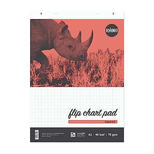 Image of Rhino A1 Flip Chart Paper Pad, 80-Page / 20mm Squared Paper, 1-Pack, 40-Leaf, Office & School Stationery Supplies