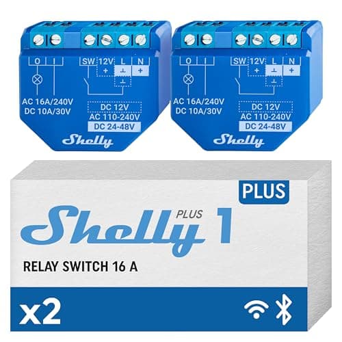 Image of Shelly Plus 1 | WiFi & Bluetooth Smart Relay Switch | Home Automation | Compatible with Alexa & Google Home| iOS Android App | No Hub Required | Remote Control Garage Door Opener (2 pack)