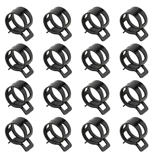 Image of Songella Fuel Line Hose Clamps Attachment Hose Spring Clamp 16 mm Manganese Hose Clamp for Automotive Oil Pipe Pack of 16 Black