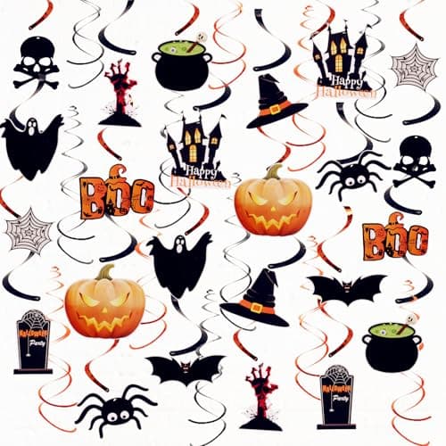 Image of 36Rolls Halloween Party Hanging Swirls Decorations Scary Hanging Swirls Streamers Ceiling Decorations for Halloween Scary Theme Party Office Home Halloween Decor Supplies