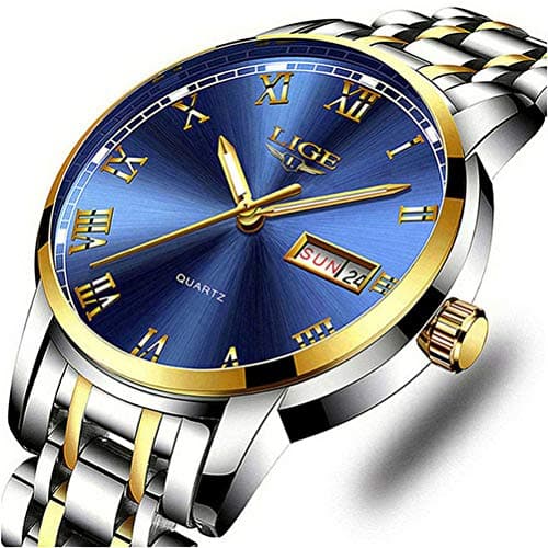 Image of LIGE Watches Mens Full Stainless Steel Waterproof Analog Quartz Watch Men Fashion Business Dress Wrist Watch
