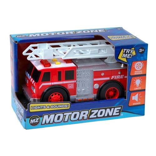 Image of Motor Zone John Adams | 18cm Fire Engine with lights and sound | Kids' Play Emergency Vehicles | Batteries included | Ages 3+, Red