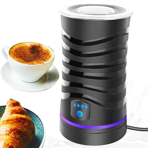 Image of 4 in 1 Milk Frother Electric, Automatic Coffee Frother, Hot&Cold Milk Foamer, 600ml Large Capacity Milk Steamer, Silent Operation, Non-Stick Easy Clean, Auto Shut-Off, Black