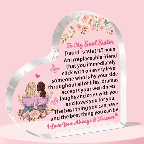 Image of JETTOP To My Soul Sister Gifts -Gifts for Best Friend Women Friendship Bestie Birthday Christmas Heart Acrylic I Love You