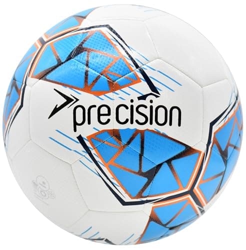 Image of Precision Fusion FIFA Basic Training Ball, All-Weather, IMS Certified, Official, Highly Durable, 3.5mm Eva Foam, White, Cyan, Orange, Size Ball 4
