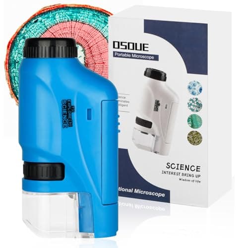 Image of OSDUE Pocket Mini Small Microscope, Handheld Microscopes 60X-120X with LED, Portable Mini Microscope for Microbiological Observation Learning (Blue)