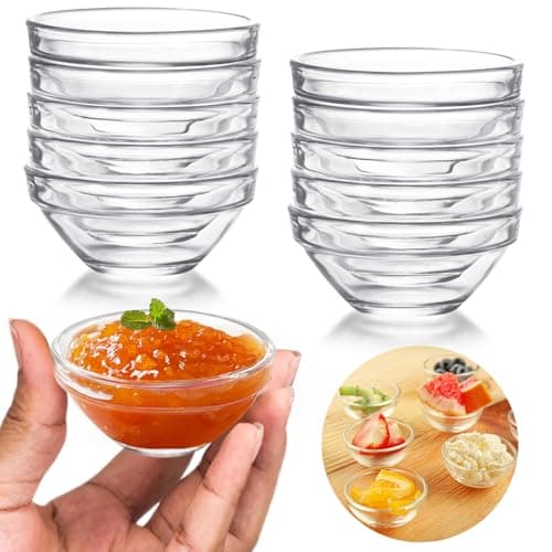 Image of Mispudin 10-Pack Mini Glass Bowls, 75ml Small Glass Bowls for Dips, 3in Ingredient Prep Bowl for Cooking, Sauce Dish Small for Condiment, Spices, Starter - Dishwasher Safe