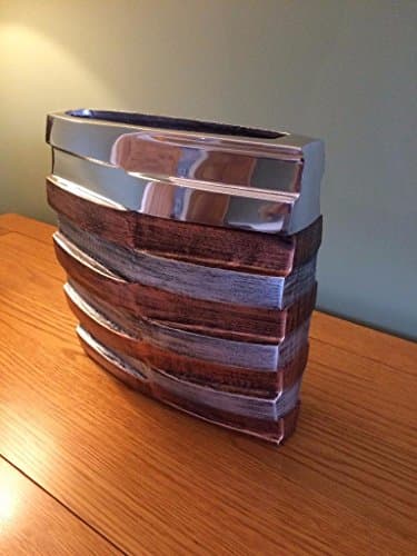 Image of Stunning Contemporary Designs Square Aluminium Dried Flower Vase Copper/Silver/Grey Handcrafted 2 Sizes of Vases (Square Vase Larger Size B)