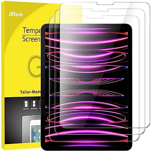 Image of JETech Screen Protector for iPad Pro 11-Inch (2022/2021/2020/2018 Model), iPad Air 5/4 2022/2020 10.9-Inch, Face ID Compatible, Tempered Glass Film, 3-Pack