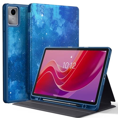 Image of EasyAcc Case for Lenovo Tab M11 TB330 2024 with Pencil Holder, 11 inch Book Cover Folio Stand Tablet Protective Case, Auto Wake/Sleep Funtion, Blue Sky