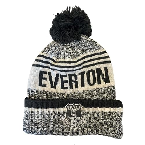 Image of Everton Football Club Official Slab Adult Bobble Hat Black