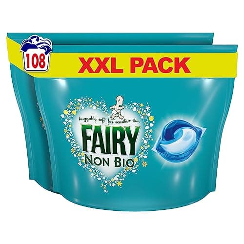 Image of Fairy Non-Bio PODS, Washing Liquid Laundry Detergent Tablets / Capsules, 108 Washes (54 x 2), Huggably Soft for Sensitive Skin