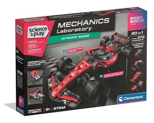 Image of Clementoni Science Museum Mechanics Racer – Buildable F1-Inspired Racing Car Kit with 350+ Pieces for Kids 8+