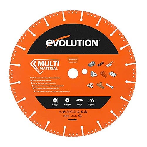Image of Evolution Power Tools MD300SEG-CS Multi Material Diamond Blade For Disc Cutters - Segmented Rim Removes Debris From Cut - Ideal for Cutting Metal, Brick, Tiles and Plastic, 300 mm