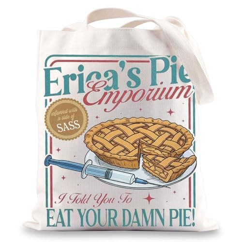 Image of JNIAP TV Show Inspired Tote Bag Horror Fans Gift Erica Eat Your Damn Pie TV Show Shoulder Bag (Erica Eat tb)