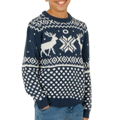 Image of NOROZE Boys Girls Unisex Children Kids Merry Christmas Dinosaur Tree Hat Reindeer Snowflake Pom Polar Bear Dino Roar Mas Knitted Novelty (UK, Age, 11 Years, 12 Years, Regular, Rendr Navy)