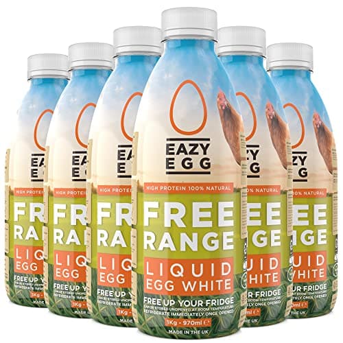 Image of Eazy Egg Free Range Egg Whites Liquid 6 x 1L | Made in the UK from Eggs Free Range | Ambient Storage & 6 Month Shelf Life | For Baking, Shakes, Omelettes & Cocktails