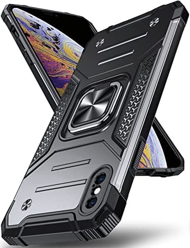 Image of DASFOND Designed for iPhone X/XS Case, Military Grade Protective Phone Case with Enhanced Metal Ring Kickstand [Support Magnet Mount] for iPhone X/XS 5.8 inch, Black