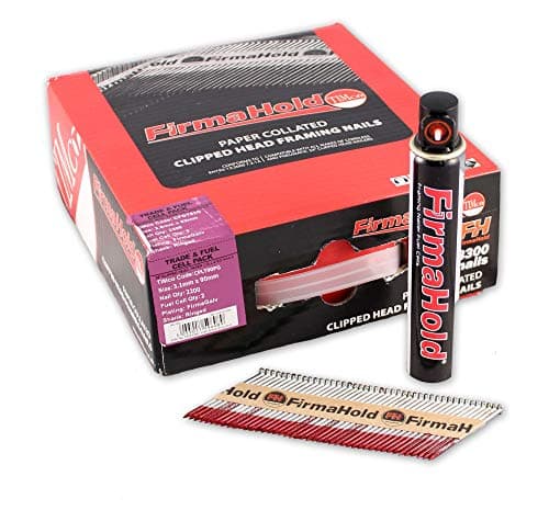 Image of Firmahold Galv 90mm x 3.1 Collated Nails CPLT90PG - 2,200 Nails and 2 Gas Cells 1st Fix Paslode,Quickload, NailFire