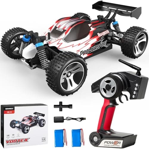 Image of SIMREX 1:18 Scale All-Terrain Remote Control Car, 45 km/h, 4WD with 2.4 GHz Remote Control, RC Car with 2 Rechargeable Batteries, Gift for Children and Adults, Red