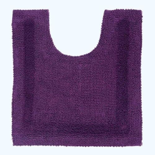Image of HOMESCAPES Toilet Mat, Luxury 1600gsm Extra Soft 100% Cotton, Reversible Bathroom Mats Non-Slip, Washable, Super Absorbent, Quick-Dry, Plum Pedestal Rug for Toilet, 50 x 55 cm