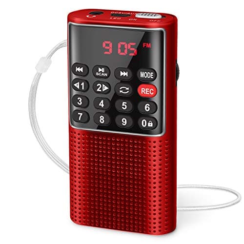 Image of PRUNUS J-328 Small Radio Portable Rechargeable FM Radio, MP3 Digital Radio with Recorder,SD/TF/AUX, Portable Radios Battery Operated with Lock Keys for Jogging, Walking, Traveling(NO AM)