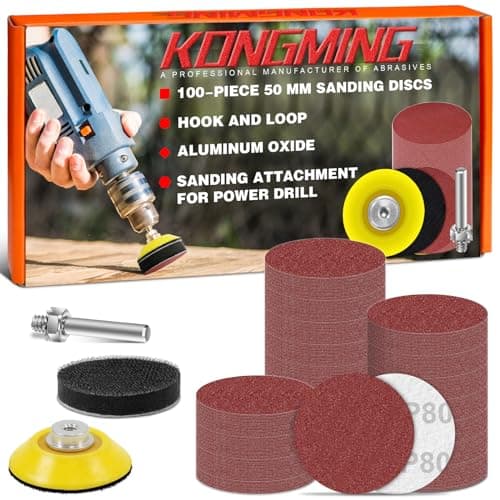 Image of KONGMING 50mm Sanding Discs Hook and Loop 100 pcs Grit 80 for Drill Sanding Attachment