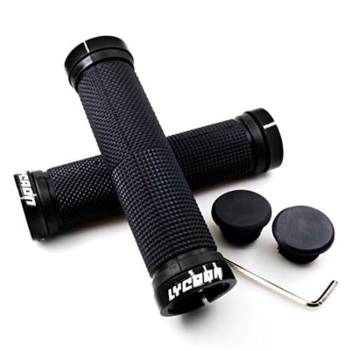 Image of LYCAON Bike Handlebar Grips, Non-Slip Rubber Bicycle Handle Grip with Aluminum Lock, Bike Hand Grip for Scooter Cruiser Urban Bikes Tricycle MTB BMX Foldable Bicycle (Black)