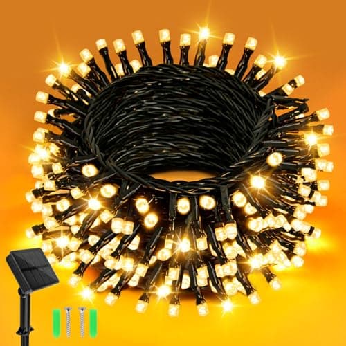 Image of Dalugo Solar Garden Lights Outdoor, 5m 50 LED Solar Powered String Lights, Waterproof Warm White Fairy Lights 8 Modes for Garden, Patio, Yard, Festival, Party Decorations