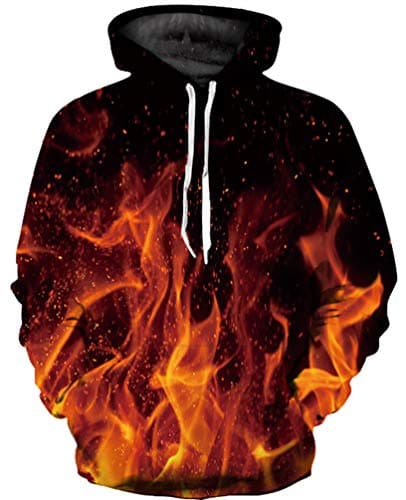 Image of GLUDEAR Men's Novelty 3D Print Pullover Hoodie Hooded Sweatshirt,Cool Galaxy Flame,S/M