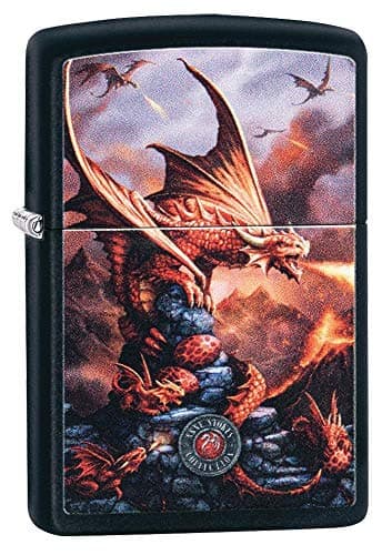 Image of Zippo Anne Stokes Fire Breathing Dragon Black Matte Pocket Lighter