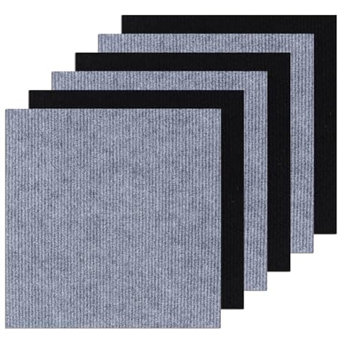 Image of 30 Pcs Self Adhesive Carpet Tiles, 30x30cm Peel and Stick Black & Grey Floor Tiles, 15+15 Pcs Non-Slip Carpet Squares for Office, Living Room, Bedroom Flooring