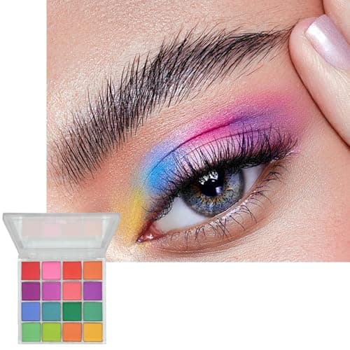 Image of 16 Color Eyeshadow Palette, Rainbow Eyeshadow Set, Matte Colorful Eye Makeup Shadow Palettes, Red Green Yellow Blue Make up Palettes, Highly Pigmented, Christmas Gifts for Women
