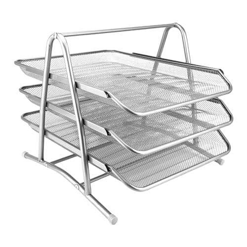 Image of D.RECT - Metal Storage compartments | Office Desk Organizer | Document Drawers | A4 Document Tray | Organizer Mesh | Office Drawer Organization System, Silver