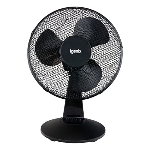 Image of Igenix DF1210 12” Portable Desk Fan – 3 Speed Settings, Quiet Oscillating Airflow, Compact Desktop or Bedside Cooling – Ideal for Home & Office – Black