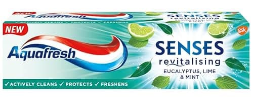 Image of Aquafresh Senses Revitalising Eucalyptus, Lime & Mint, 75ml (Pack of 3)
