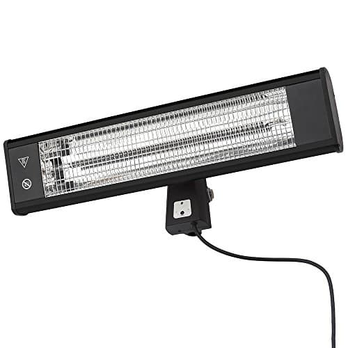 Image of Litecraft 1800 Watt Wall Mount Outdoor IP44 Rated Radiant Patio Heater - Black