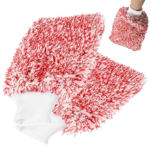Image of KIPTVO 2PCS Microfibre Wash Mitt, Mitt for Car Washing, Mitt Glove, Motorbike Cleaning Kits, Large Microfibre Mitt, Suitable for Motorcycl