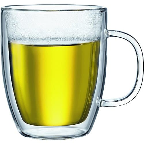 Image of Bodum Double Walled Mug Pack of 2 Bistro - 450ml Coffee & Tee Cups - Dishwasher Safe Thermal Cup - Mouth-Blown Borosilicate Glass