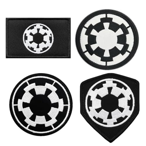 Image of 4 PCS Imperial Target Empire Target Shield Patch Funny Embroidered Emblem Applique Hook and Loop Badge Patches for Armband,Vest,Hat,Backpack,Jacket,Jeans,Bag,Biker,Uniforms,Clothes