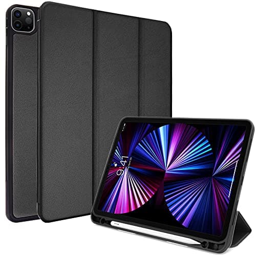 Image of TECHGEAR iPad Pro 12.9" 2022/2021 Smart Case [Pencil Compatible] Slim Smart Case Fold Stand Cover with Corner Protection [Auto Wake/Sleep] for iPad Pro 12.9 Inch 6th & 5th Generation - Black