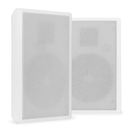 Image of Power Dynamics PD WSF30W Flat Wall Speakers 5.25" Pair 100V On-Wall Slim Loudspeaker System for Commercial Audio/PA Systems - White, ABS Speaker Set, 2-Way Woofer Tweeter Design