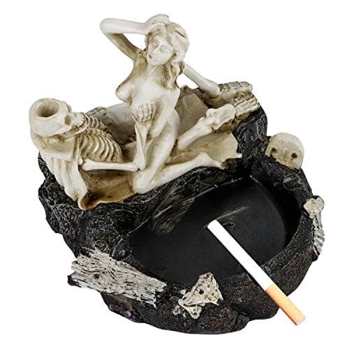Image of Halloween Skull Ashtray Ornament Gothic Resin Ashtray Skeleton Sexy Figurine Decor Romantic Ash Trays Crafts Creative Skull Ornament Novelty Skeleton Decoration for Home Office Car Desktop Room Bar