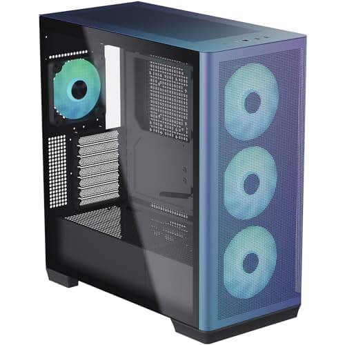 Image of APNX Creator C1 ChromaFlair PC Case – Mid-Tower, Tempered Glass, ARGB Fans, E-ATX Support, Tool-Free Design
