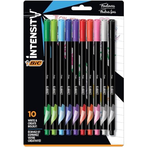 Image of Bic Intensity Fineliner Marker Pen, Fine Point (0.4 mm), Assorted Colors, 10-Count