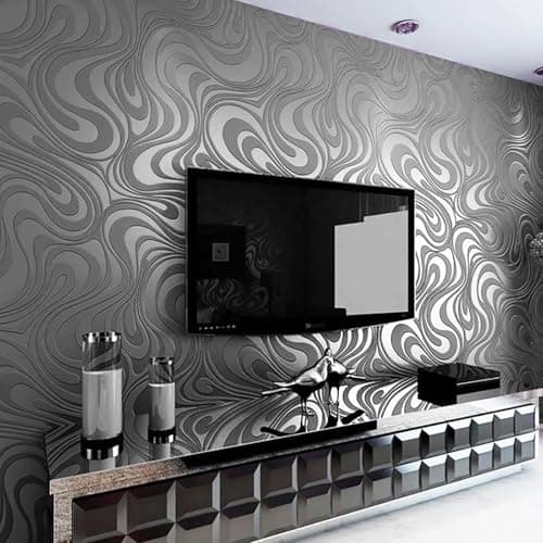 Image of Anttyscar Modern Minimalist Wallpaper Featuring Abstract Curves with Touch of Glitter Non-Woven 3D Wallpaper for Bedroom Living Room TV Backdrop